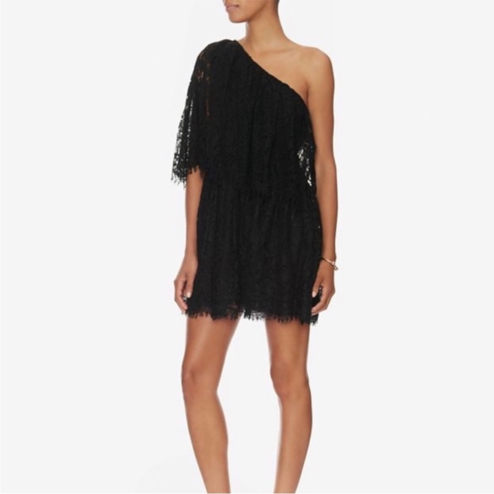 Alexis Black One-Shoulder Lace Mini Cocktail Dress Small